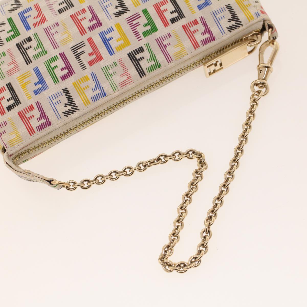 FENDI Zucchino Canvas Chain Accessory Pouch Multicolor yk6972