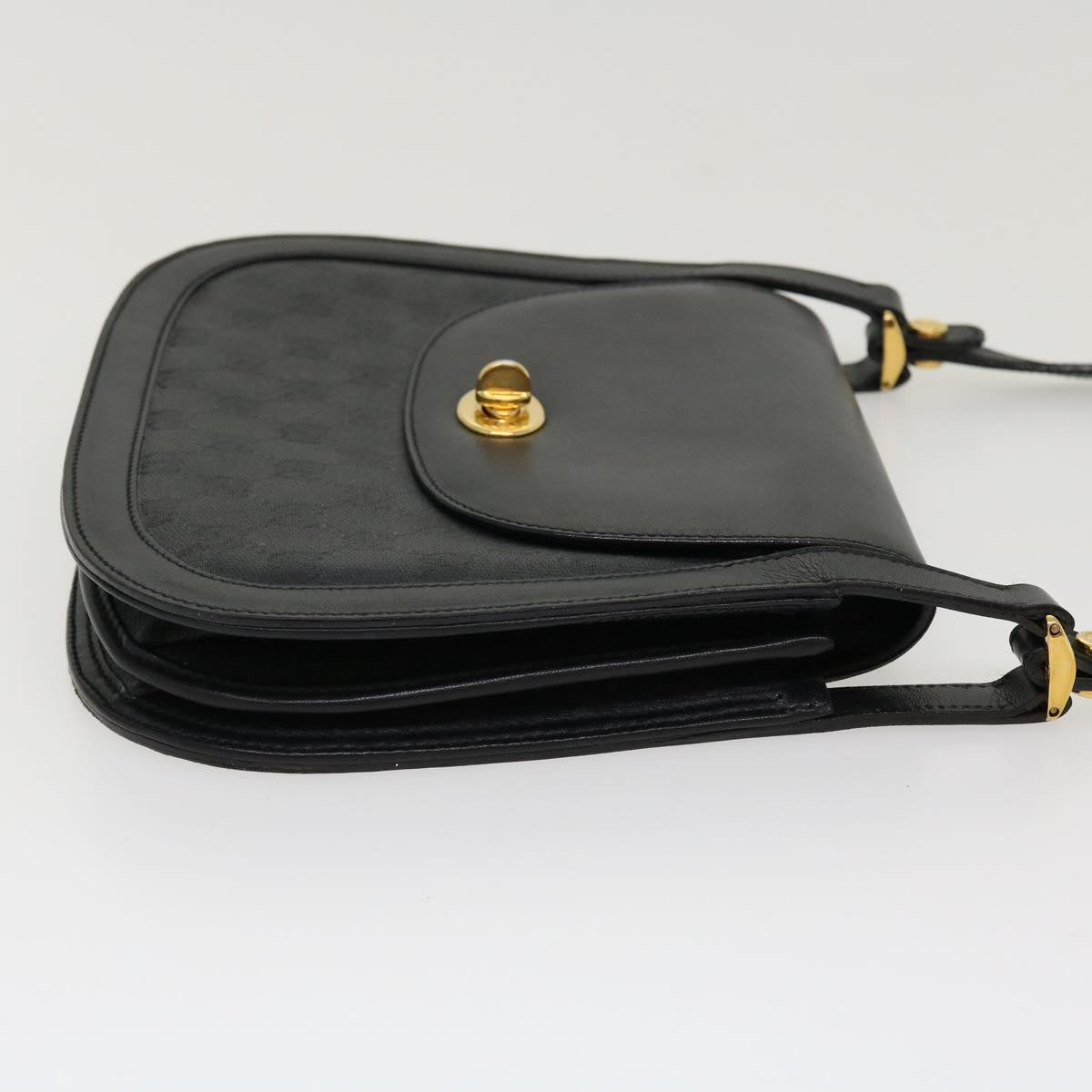 GUCCI GG Canvas Turn Lock Shoulder Bag Coated Canvas Black yk6991B