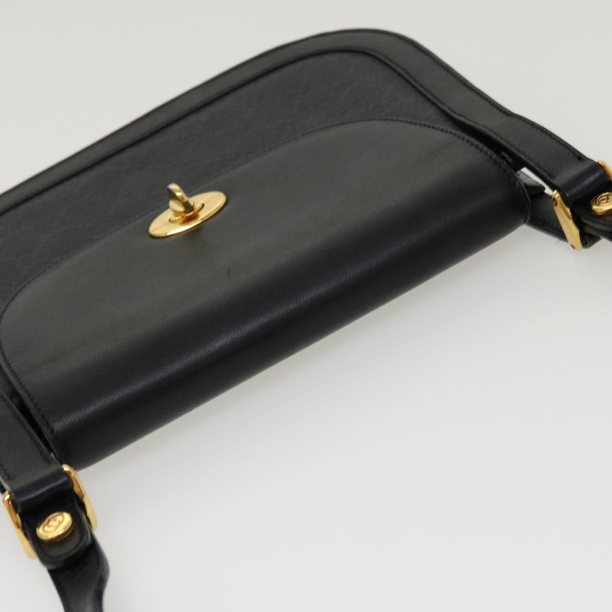 GUCCI GG Canvas Turn Lock Shoulder Bag Coated Canvas Black yk6991B