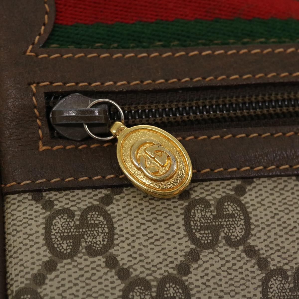 GUCCI GG Canvas Web Sherry Line Shoulder Bag Beige Red 56.02.087 yk6994B
