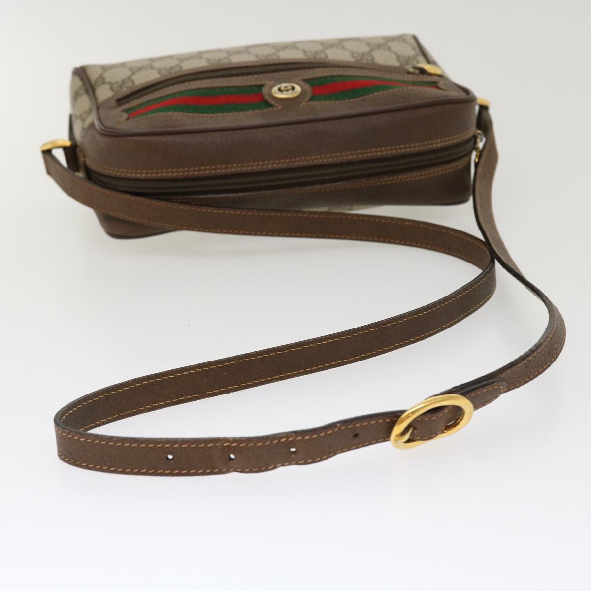 GUCCI GG Canvas Web Sherry Line Shoulder Bag Beige Red 56.02.087 yk6994B