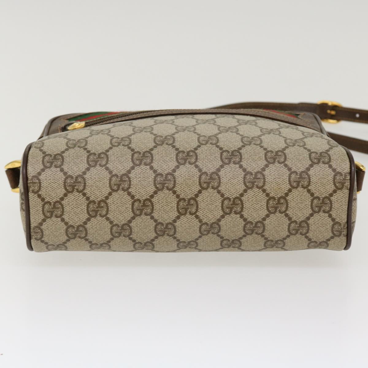 GUCCI GG Canvas Web Sherry Line Shoulder Bag Beige Red 56.02.087 yk6994B