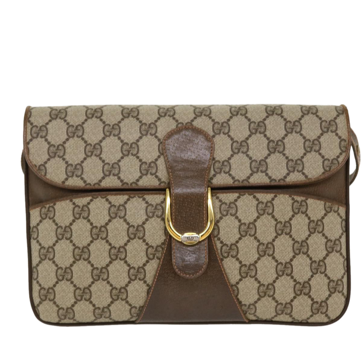 GUCCI GG Canvas Shoulder Bag PVC Leather Beige yk6997B