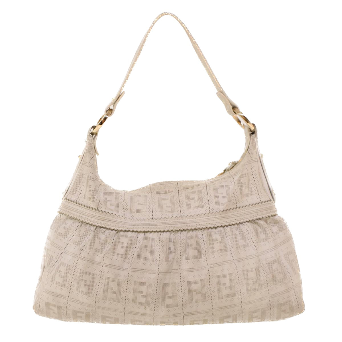 FENDI Punching Shoulder Bag Leather White 2241-8BR448-RM7-068 yk7008B