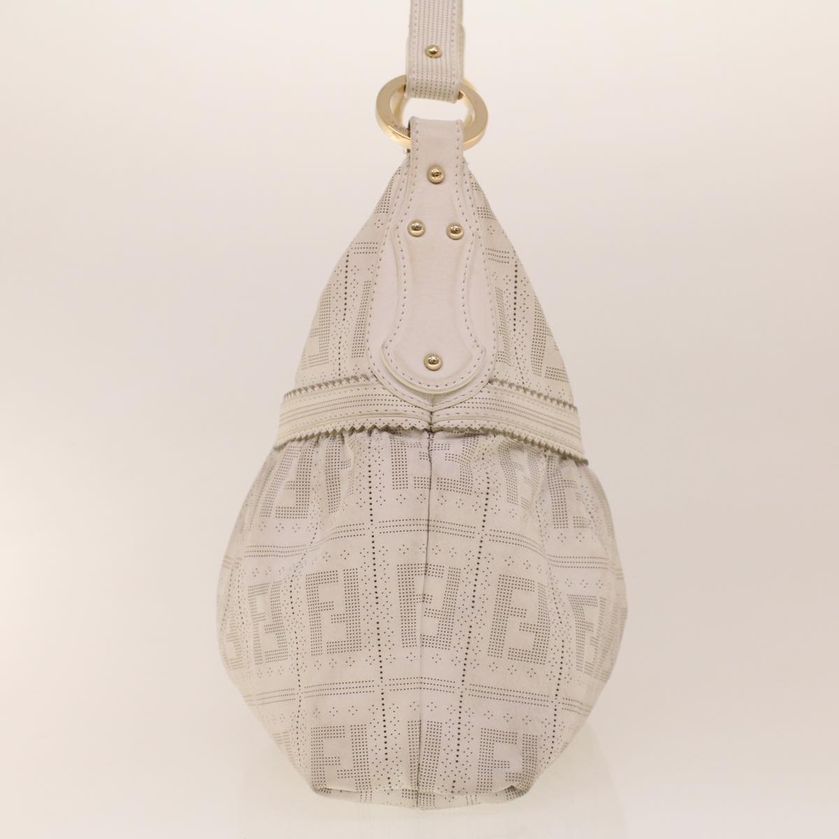 FENDI Punching Shoulder Bag Leather White 2241-8BR448-RM7-068 yk7008B