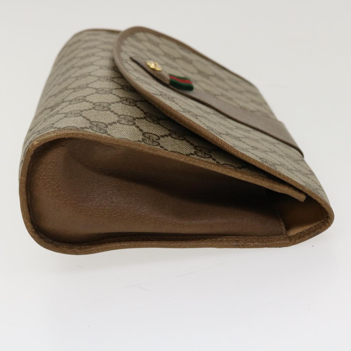 GUCCI GG Canvas Web Sherry Line Clutch Bag Beige Red 89.01.031 yk7021B