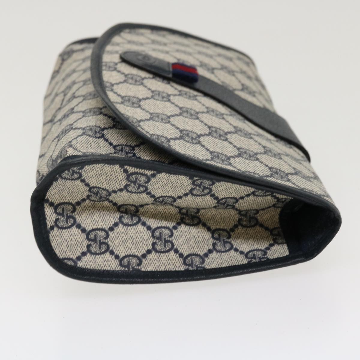 GUCCI GG Canvas Sherry Line Clutch Bag Gray Red Navy 014.122 yk7022B