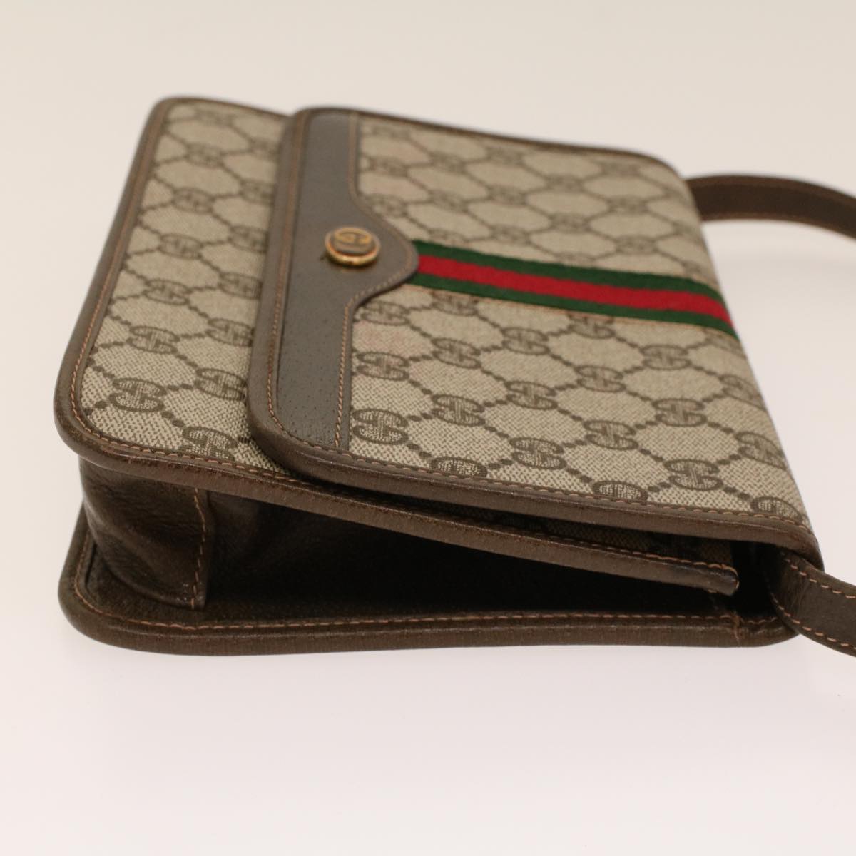 GUCCI GG Canvas Web Sherry Line Shoulder Bag Beige Red Green yk7034B