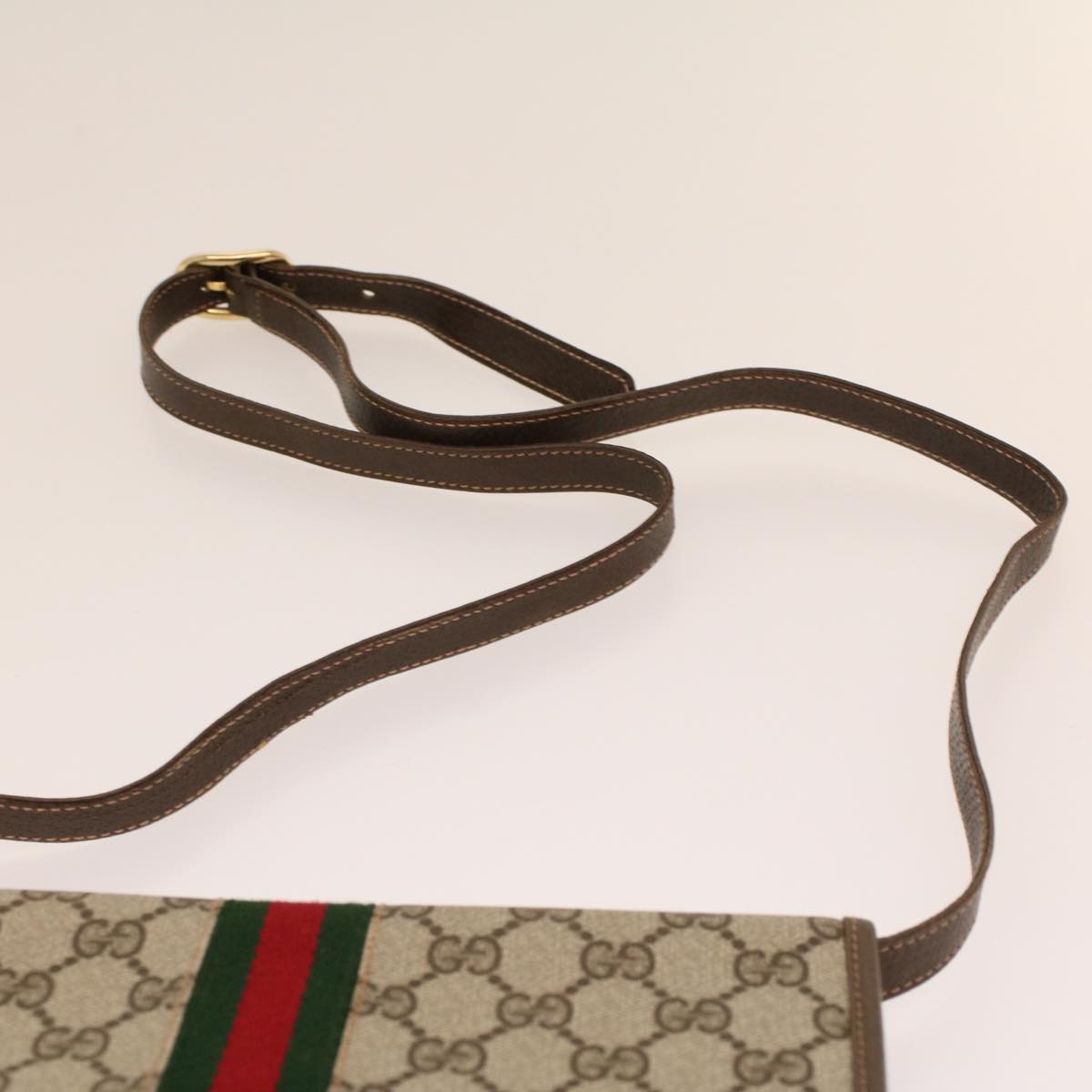 GUCCI GG Canvas Web Sherry Line Shoulder Bag Beige Red Green yk7034B