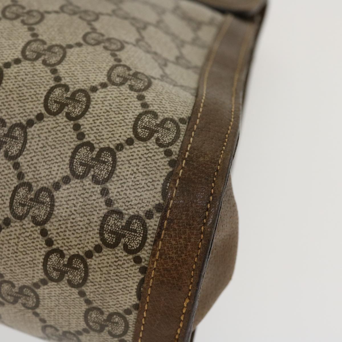 GUCCI GG Canvas Hand Bag PVC Leather Beige yk7052B