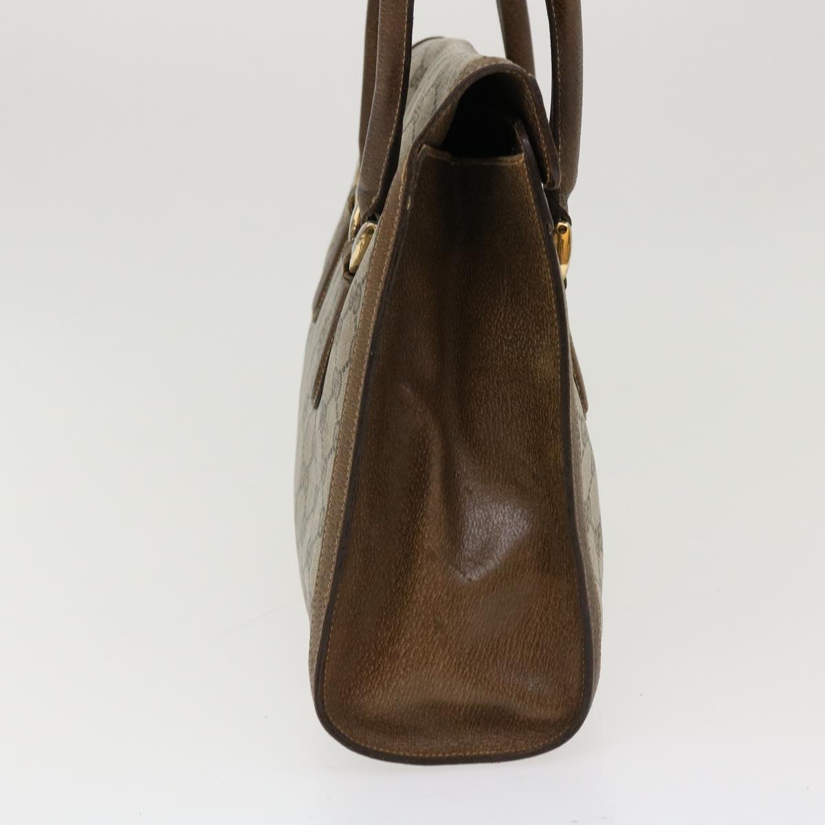 GUCCI GG Canvas Hand Bag PVC Leather Beige yk7052B