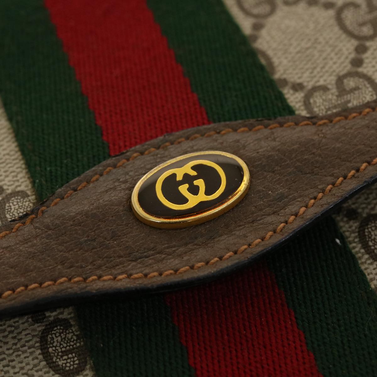 GUCCI GG Canvas Web Sherry Line Clutch Bag Beige Red 89.01.007 yk7088B