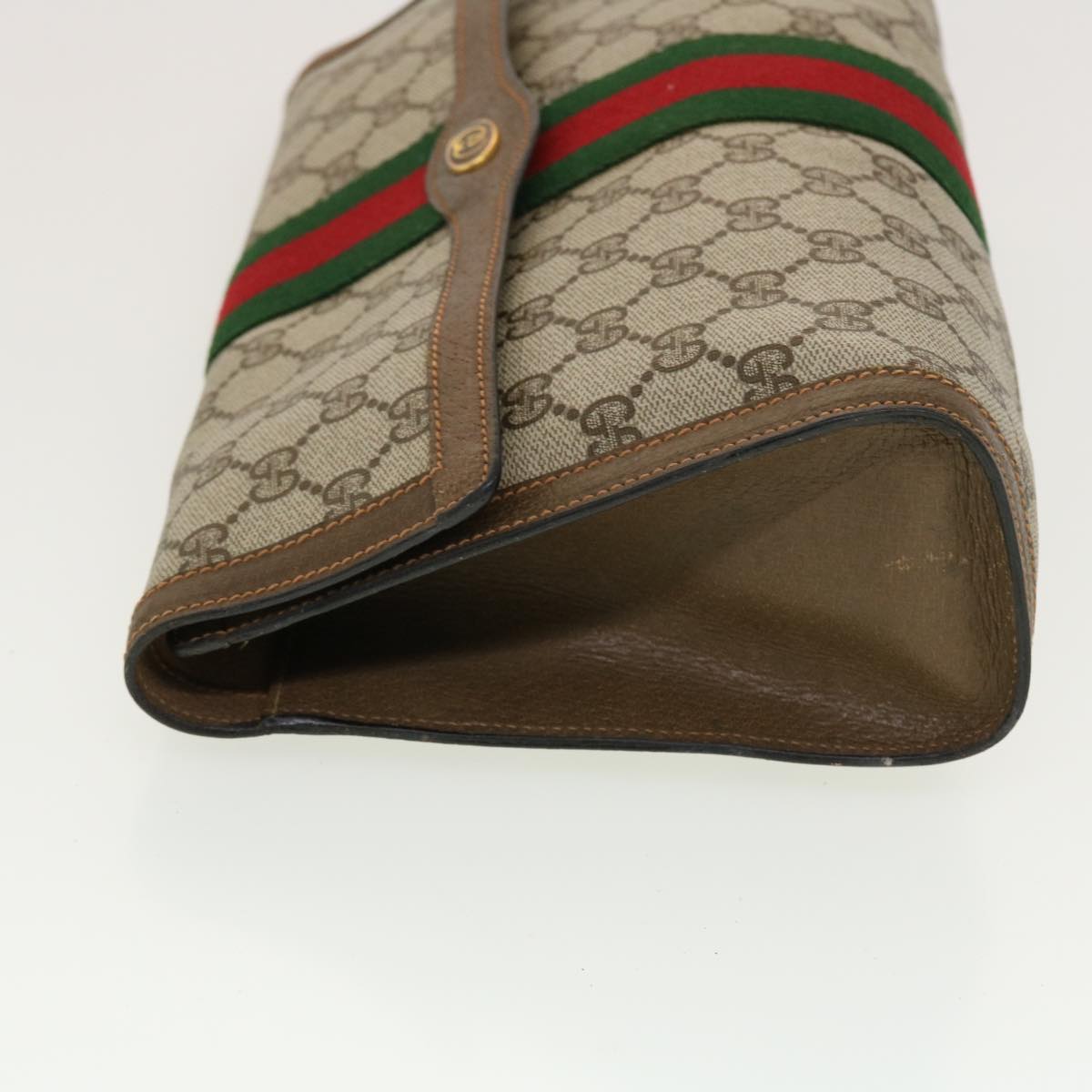 GUCCI GG Canvas Web Sherry Line Clutch Bag Beige Red 89.01.007 yk7088B