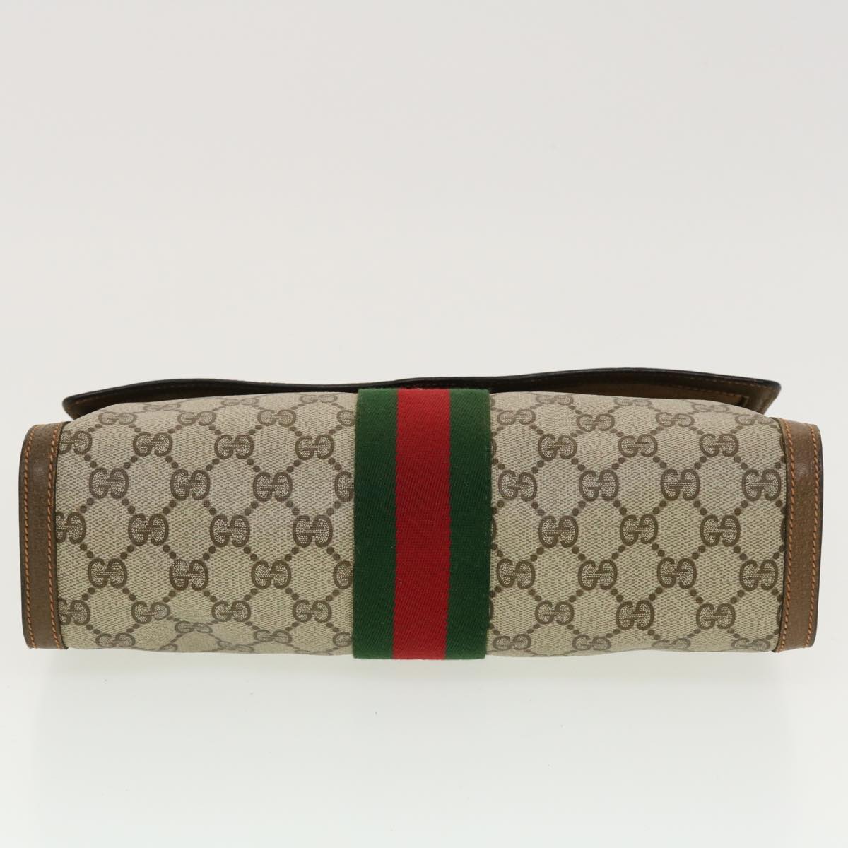 GUCCI GG Canvas Web Sherry Line Clutch Bag Beige Red 89.01.007 yk7088B