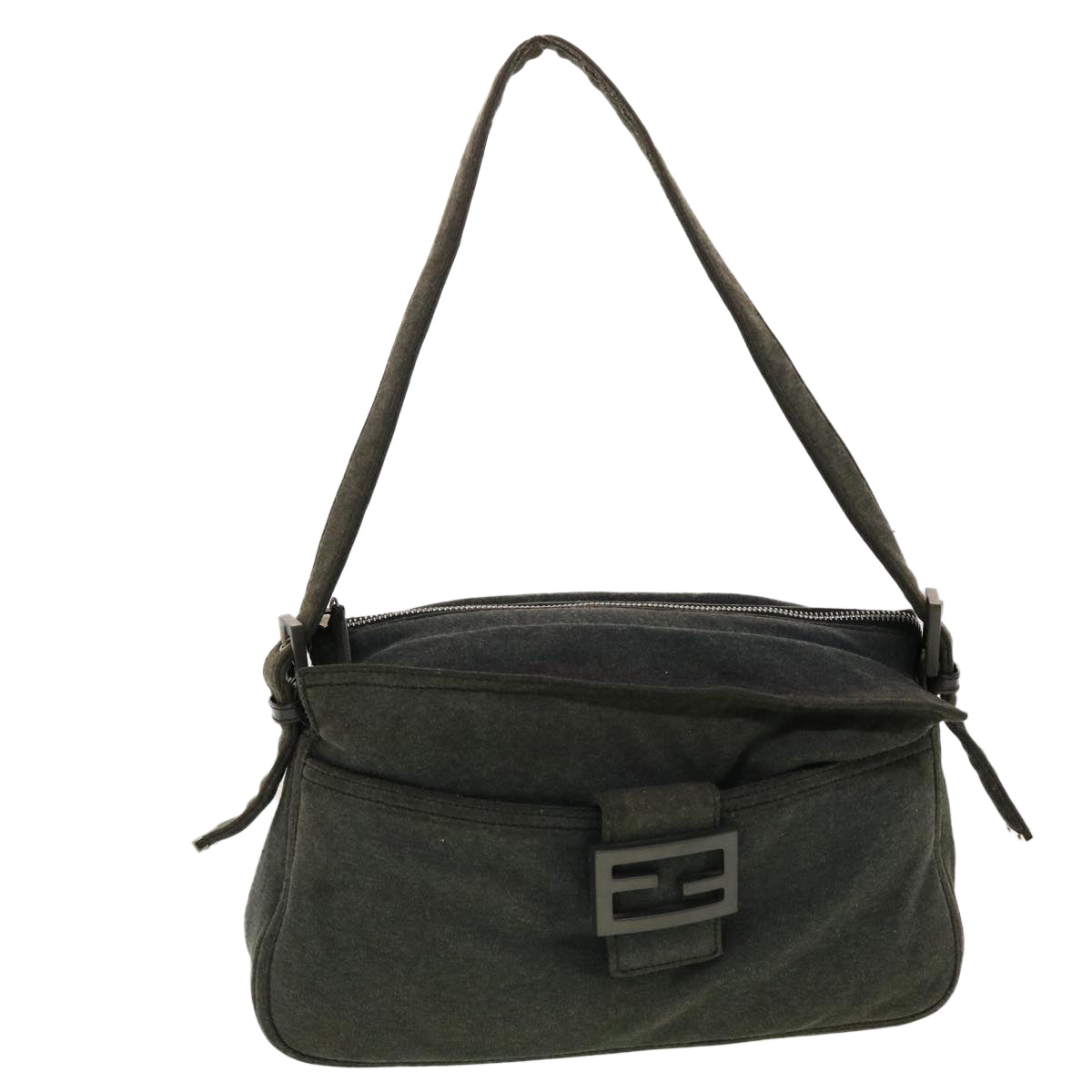 FENDI Mamma Baguette Shoulder Bag Canvas Gray yk7105B