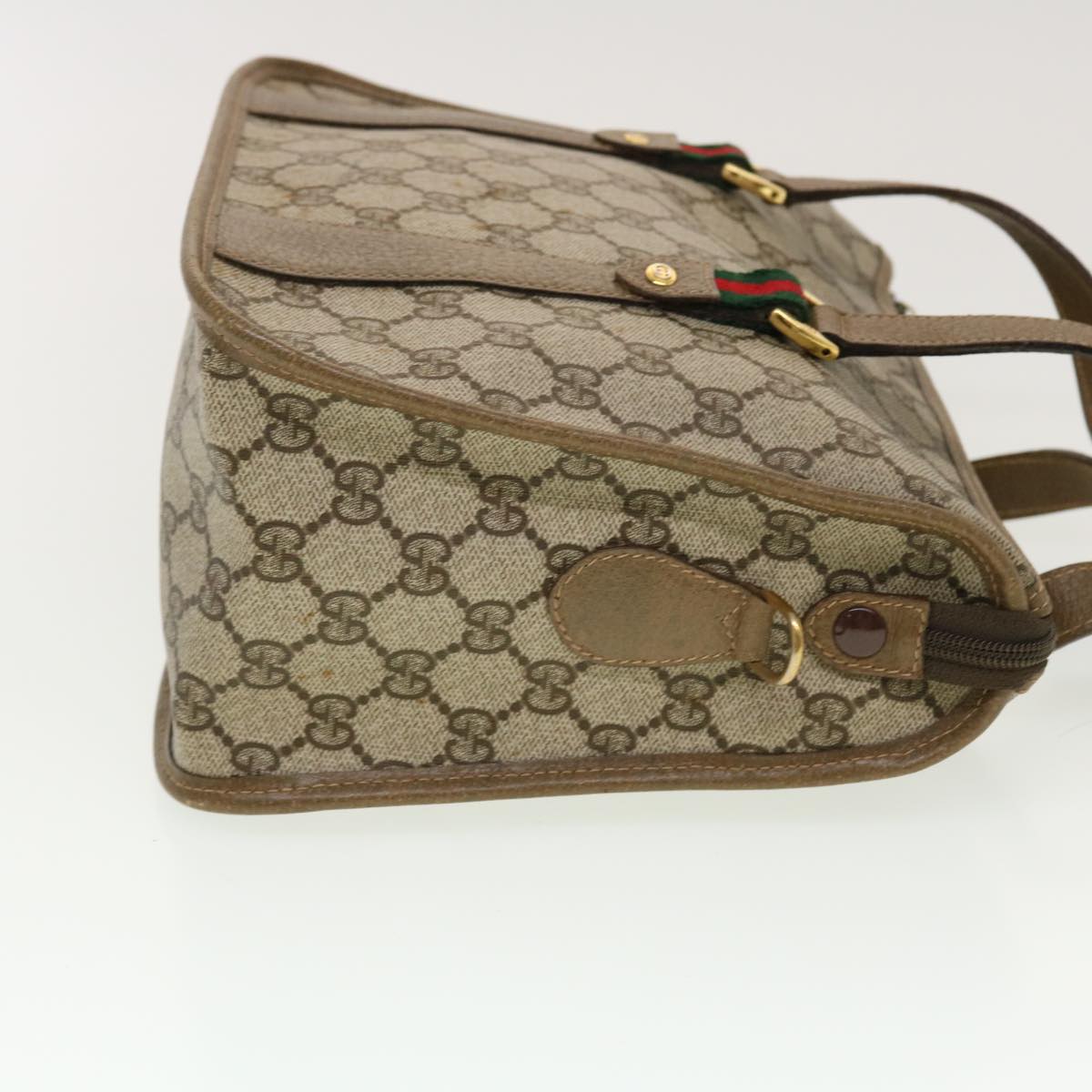 GUCCI GG Canvas Web Sherry Line Hand Bag 2way Beige Red 41.02.039 yk7111