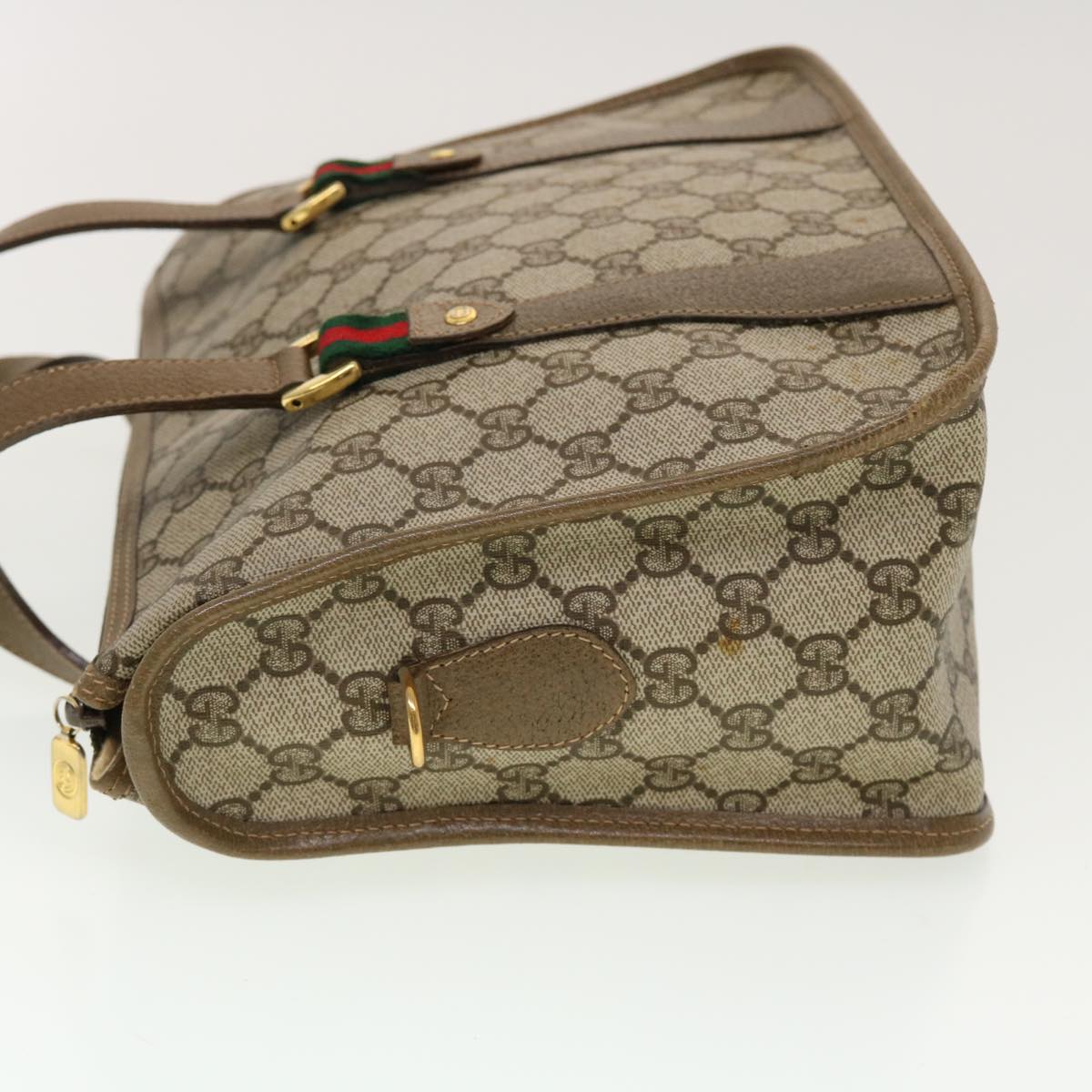 GUCCI GG Canvas Web Sherry Line Hand Bag 2way Beige Red 41.02.039 yk7111