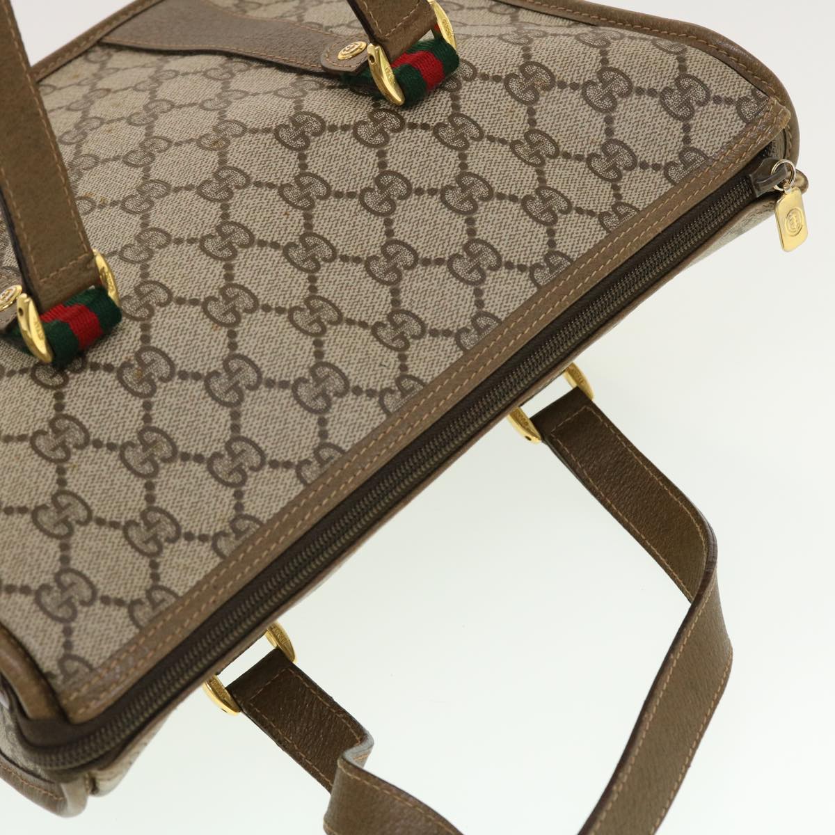 GUCCI GG Canvas Web Sherry Line Hand Bag 2way Beige Red 41.02.039 yk7111
