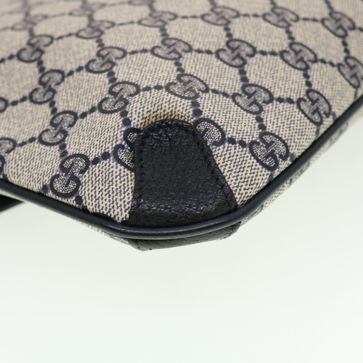 GUCCI GG Canvas Clutch Bag PVC Leather Gray Navy 89.02.075 yk7122