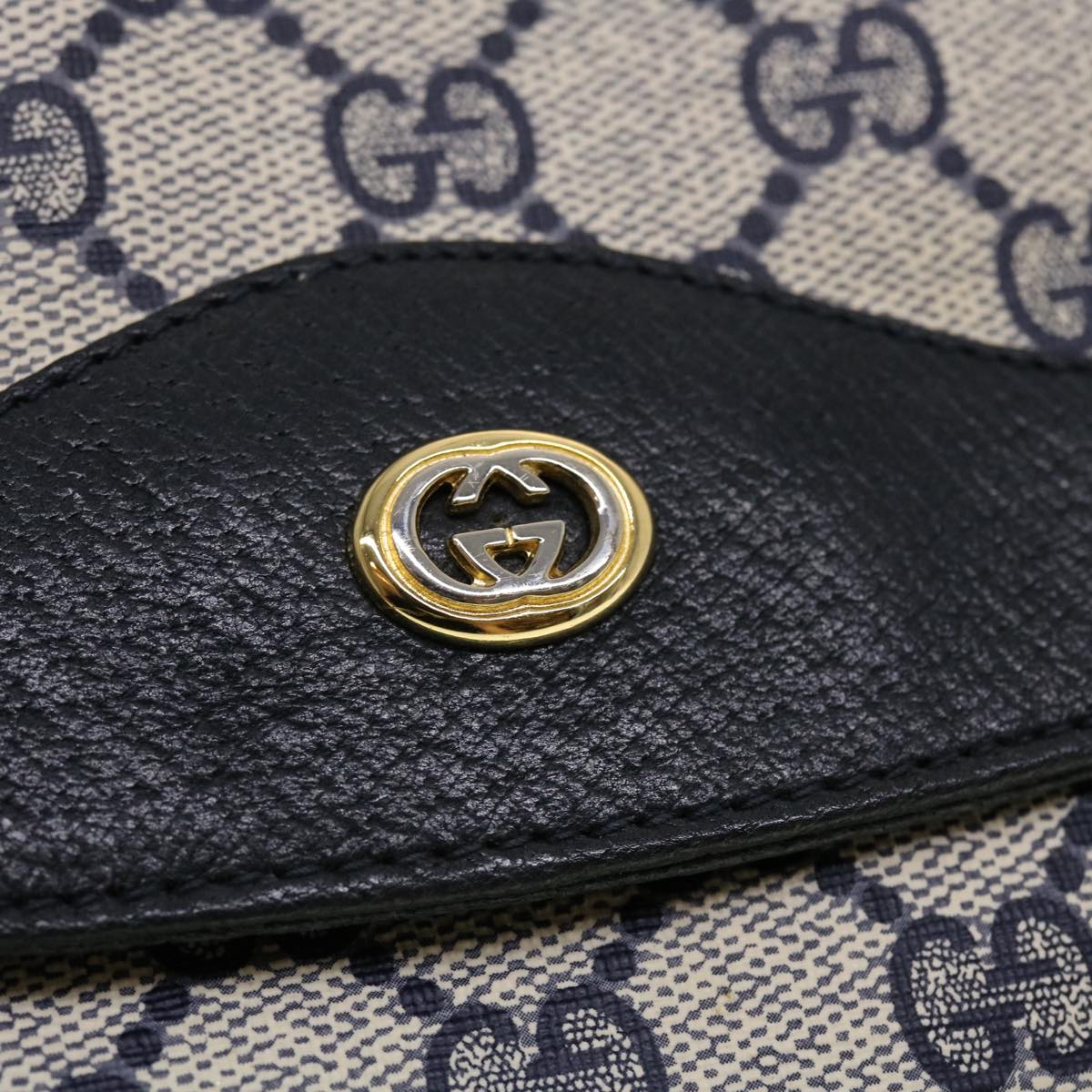 GUCCI GG Canvas Clutch Bag PVC Leather Gray Navy 89.02.075 yk7122