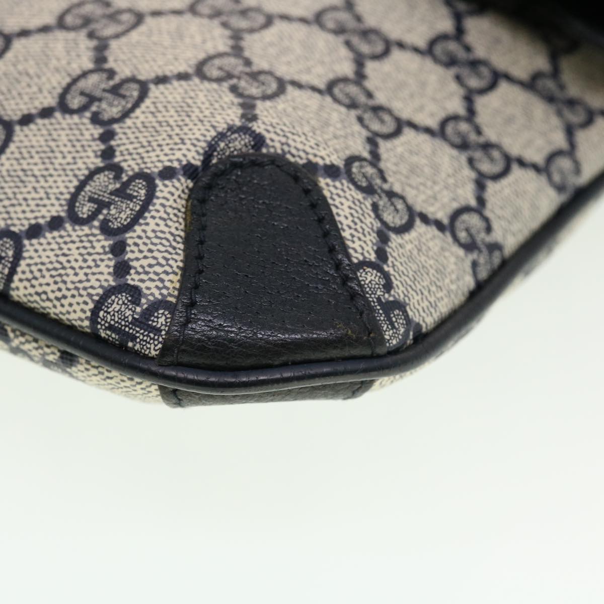 GUCCI GG Canvas Clutch Bag PVC Leather Gray Navy 89.02.075 yk7122