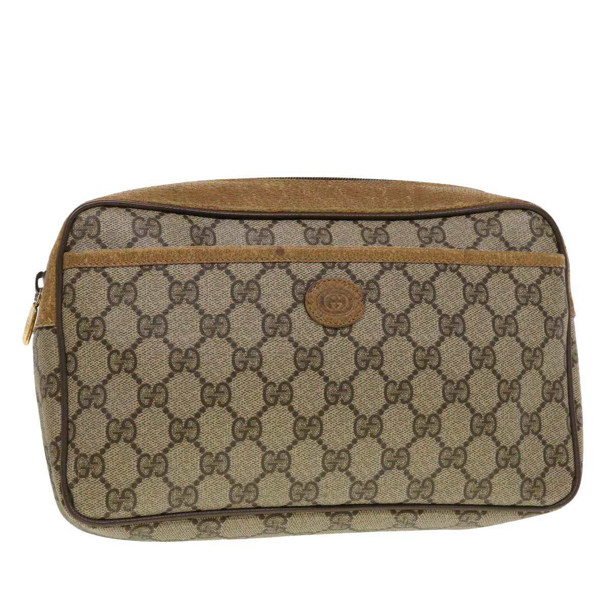 GUCCI GG Canvas Clutch Bag PVC Leather Beige 89.01.044 yk7129