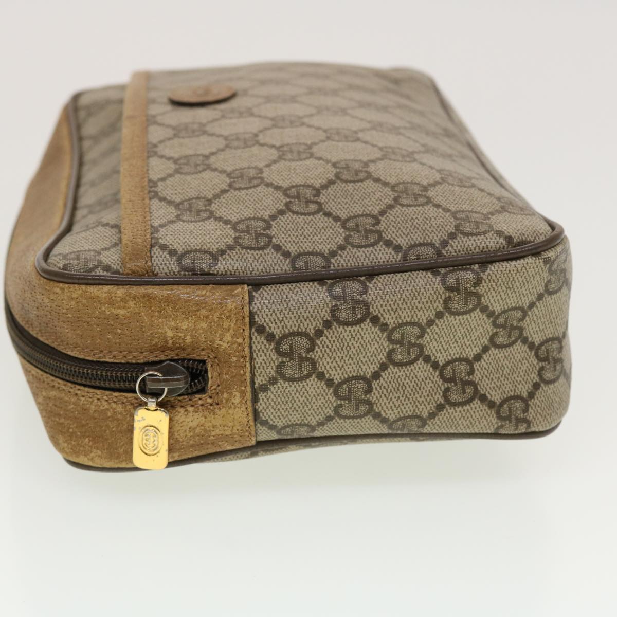 GUCCI GG Canvas Clutch Bag PVC Leather Beige 89.01.044 yk7129