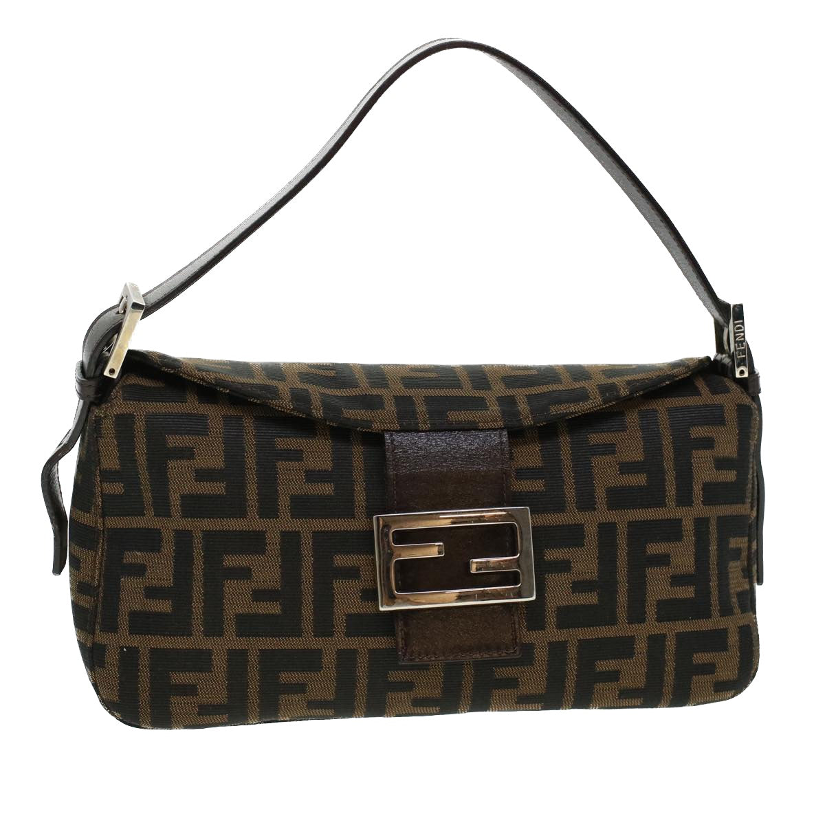 FENDI Zucca Canvas Mamma Baguette Shoulder Bag Brown 2321 26725 008 yk7143