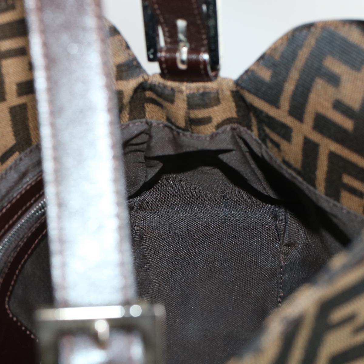 FENDI Zucca Canvas Mamma Baguette Shoulder Bag Brown 2321 26725 008 yk7143