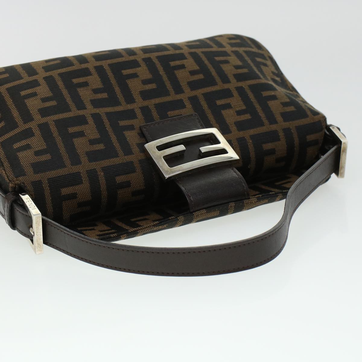 FENDI Zucca Canvas Mamma Baguette Shoulder Bag Brown 2321 26725 008 yk7143
