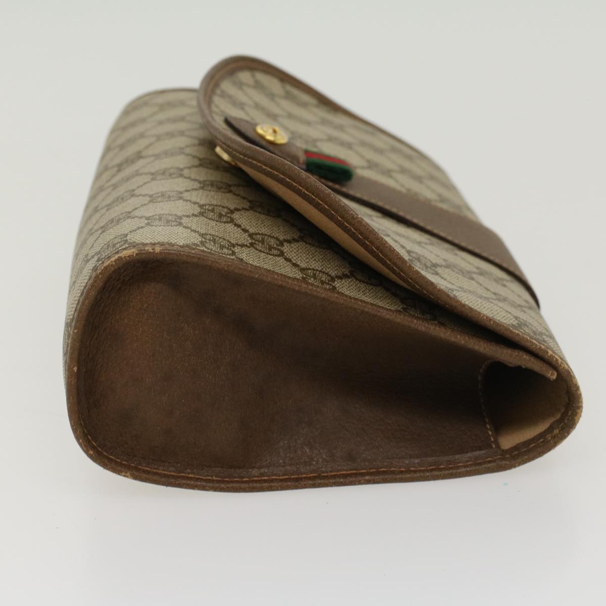 GUCCI GG Canvas Web Sherry Line Clutch Bag Beige Red Green 89.01.030 yk7159