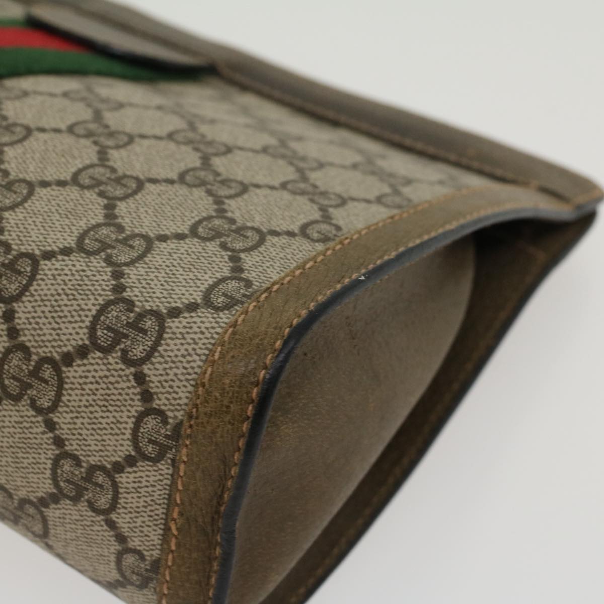 GUCCI GG Canvas Web Sherry Line Clutch Bag Beige Red Green yk7165