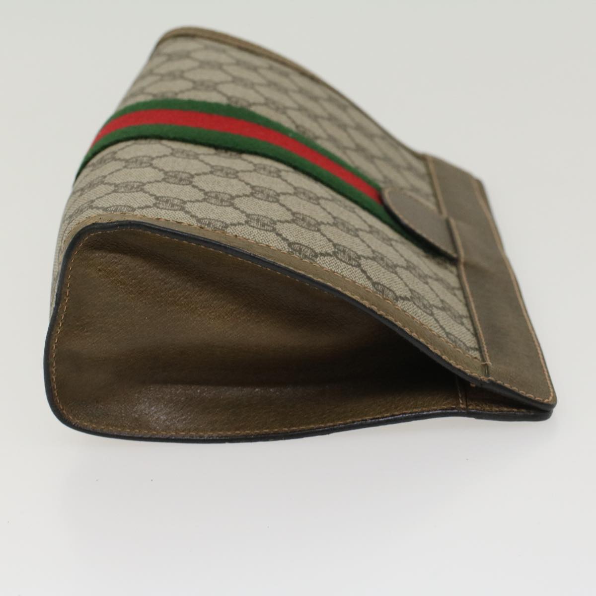 GUCCI GG Canvas Web Sherry Line Clutch Bag Beige Red Green yk7165