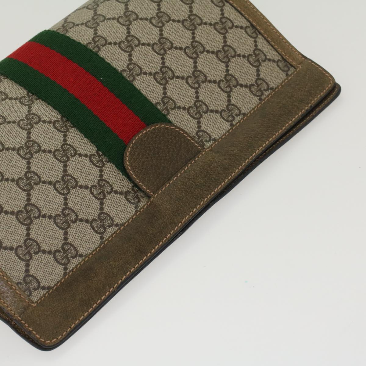 GUCCI GG Canvas Web Sherry Line Clutch Bag Beige Red Green yk7165