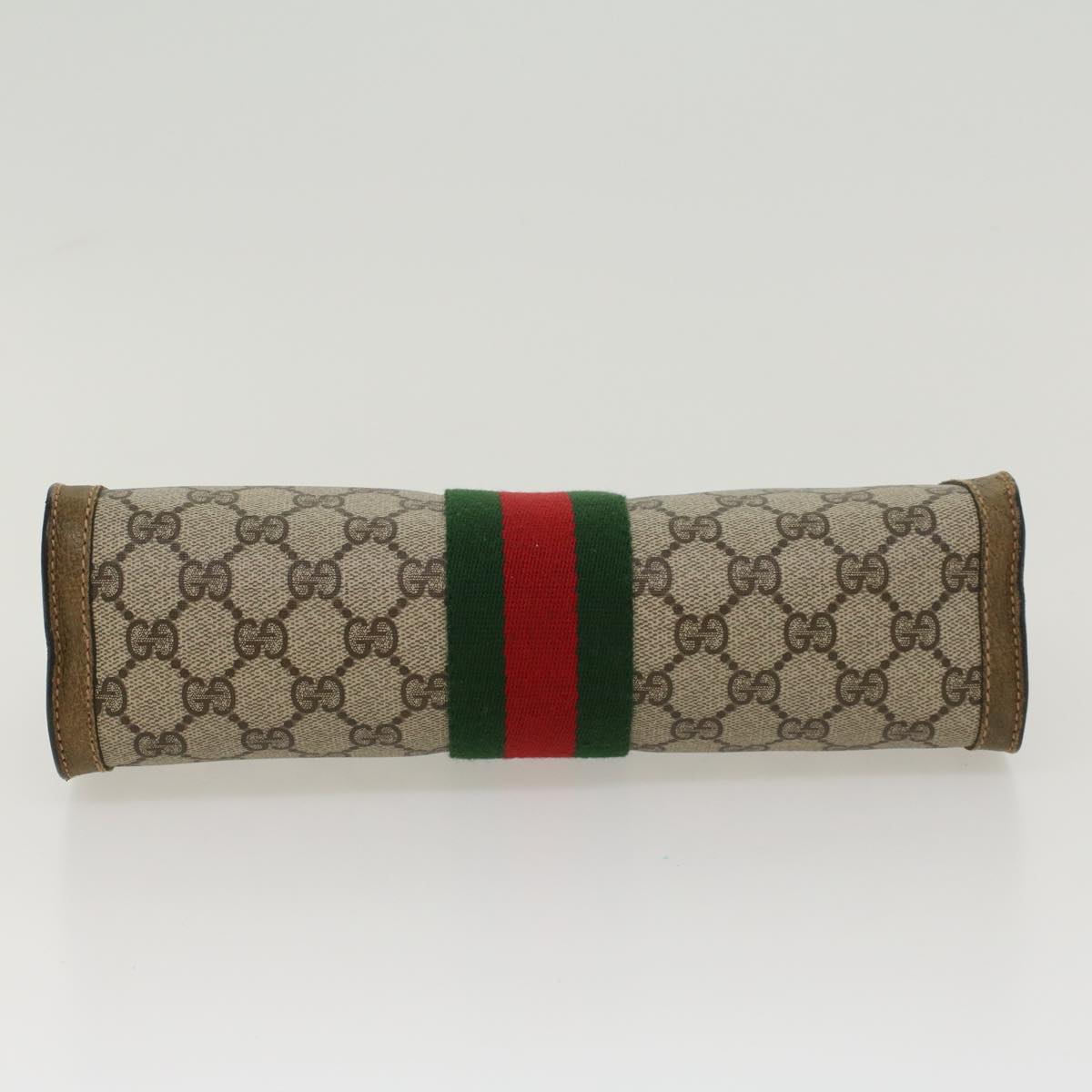 GUCCI GG Canvas Web Sherry Line Clutch Bag Beige Red Green yk7165