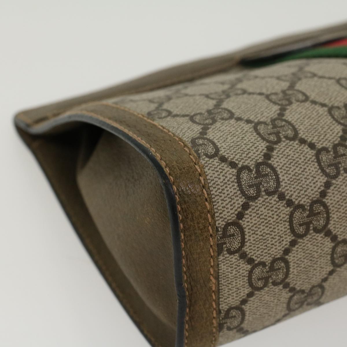 GUCCI GG Canvas Web Sherry Line Clutch Bag Beige Red Green yk7165