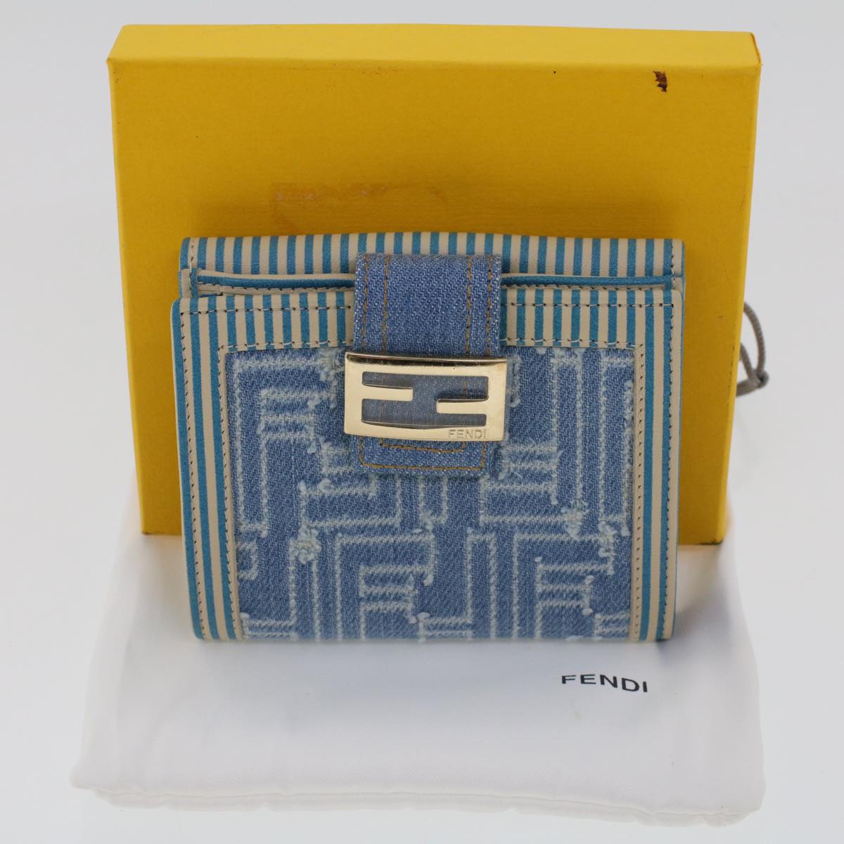 FENDI Zucca Canvas Wallet Denim Blue yk7166
