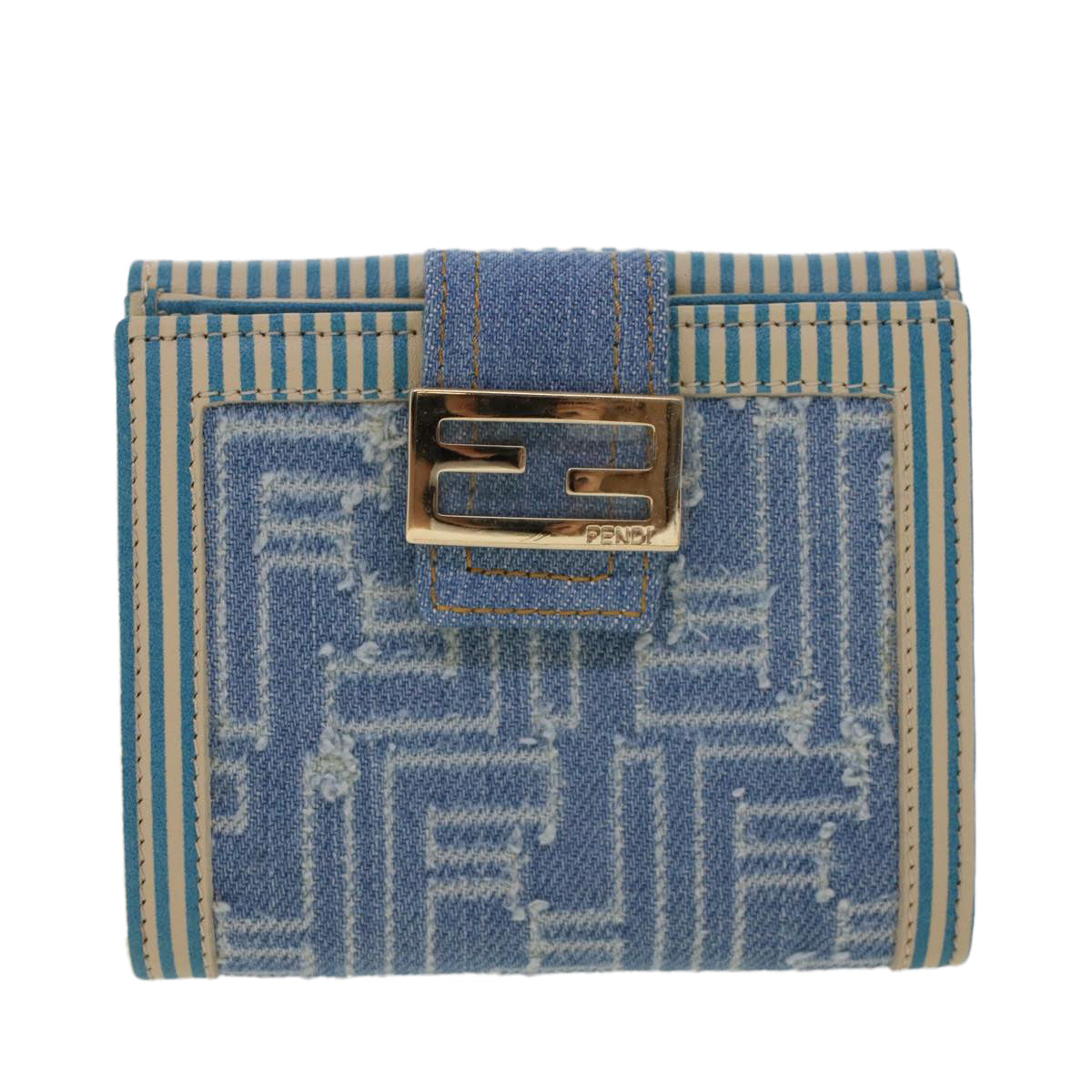FENDI Zucca Canvas Wallet Denim Blue yk7166