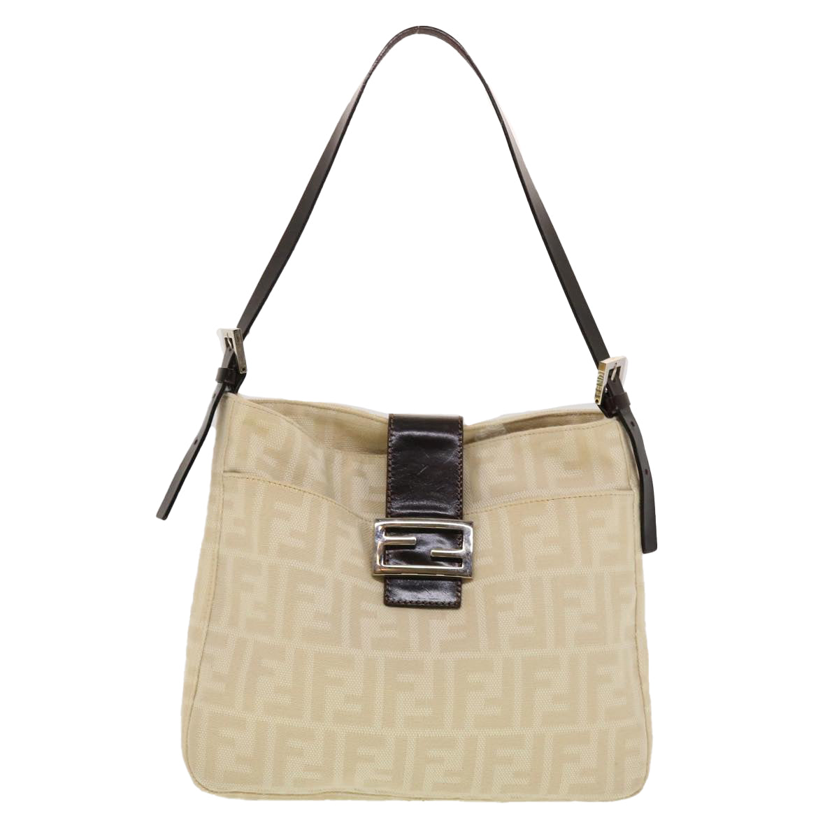 FENDI Zucca Canvas Mamma Baguette Shoulder Bag Beige yk7171