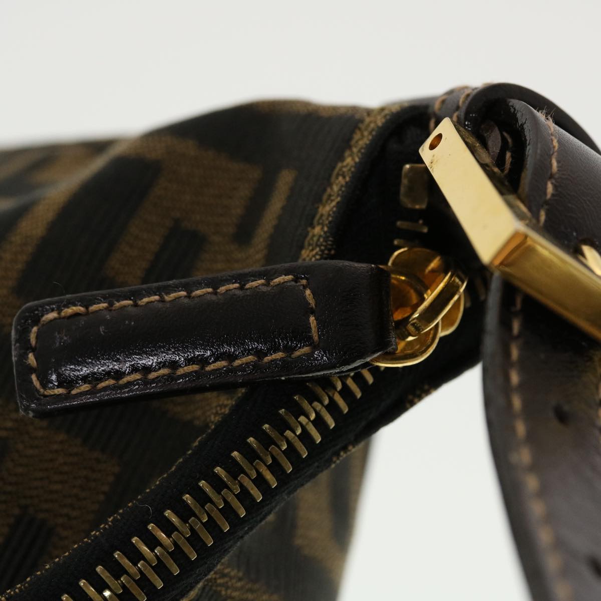 FENDI Zucca Canvas Hand Bag Black Brown 2349-26580-089 yk7204