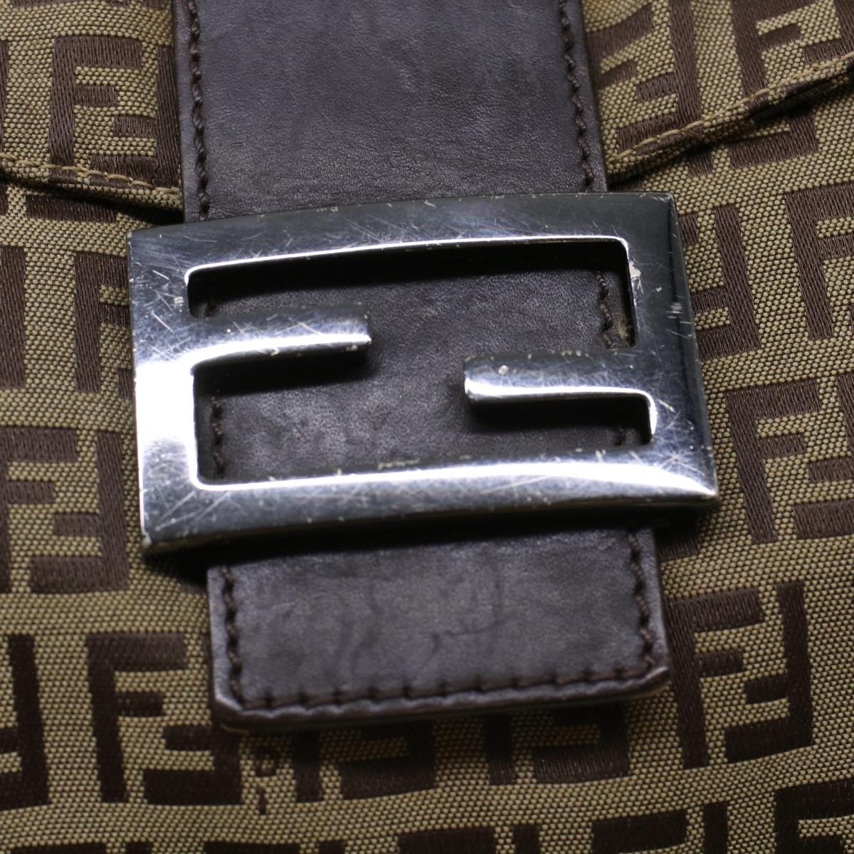FENDI Zucchino Canvas Mamma Baguette Shoulder Bag Beige yk7232