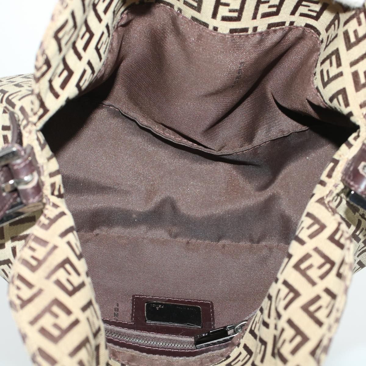 FENDI Zucchino Canvas Mamma Baguette Shoulder Bag Beige yk7232