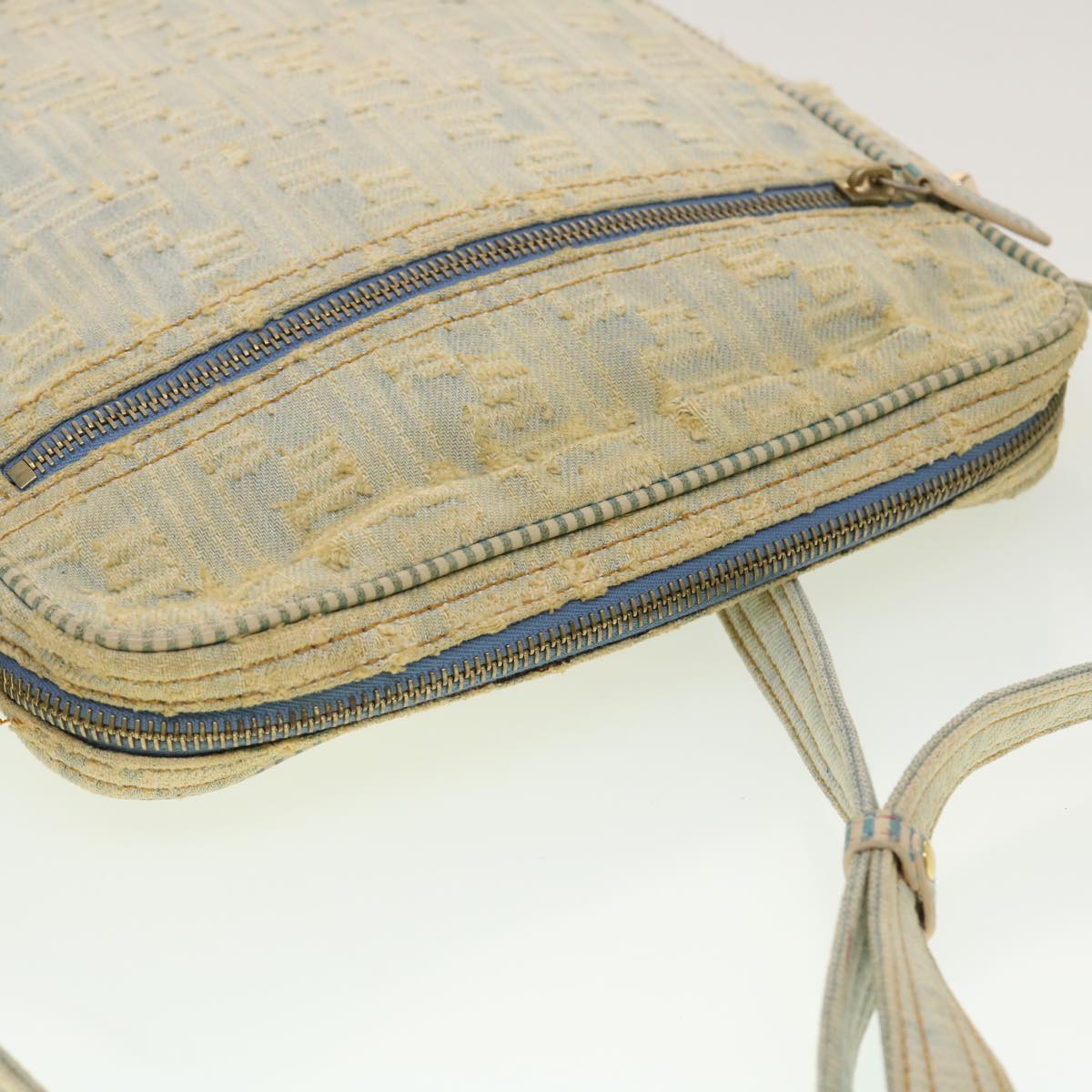 FENDI Zucca Canvas Shoulder Bag Blue yk7325