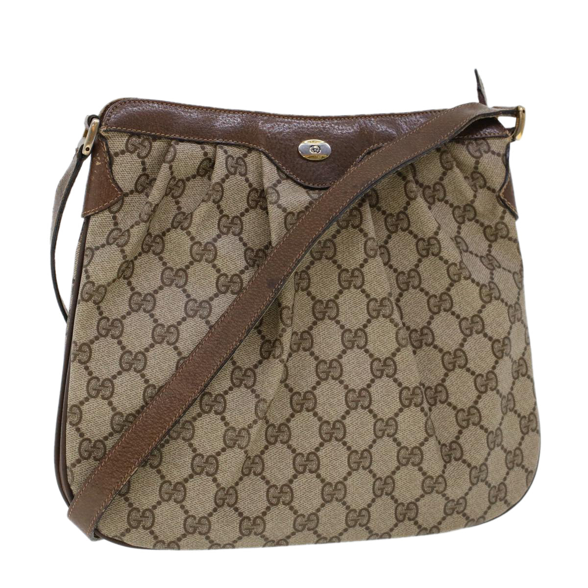GUCCI GG Canvas Shoulder Bag PVC Leather Beige yk7340