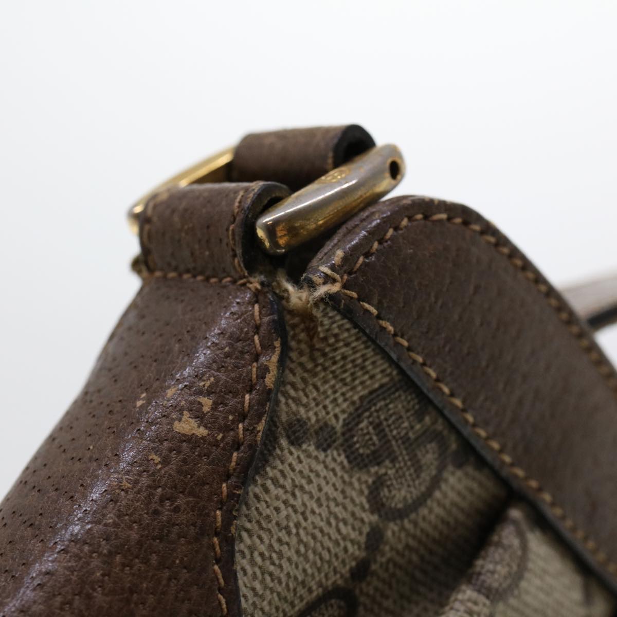 GUCCI GG Canvas Shoulder Bag PVC Leather Beige yk7340