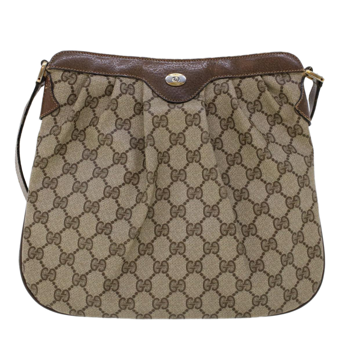 GUCCI GG Canvas Shoulder Bag PVC Leather Beige yk7340