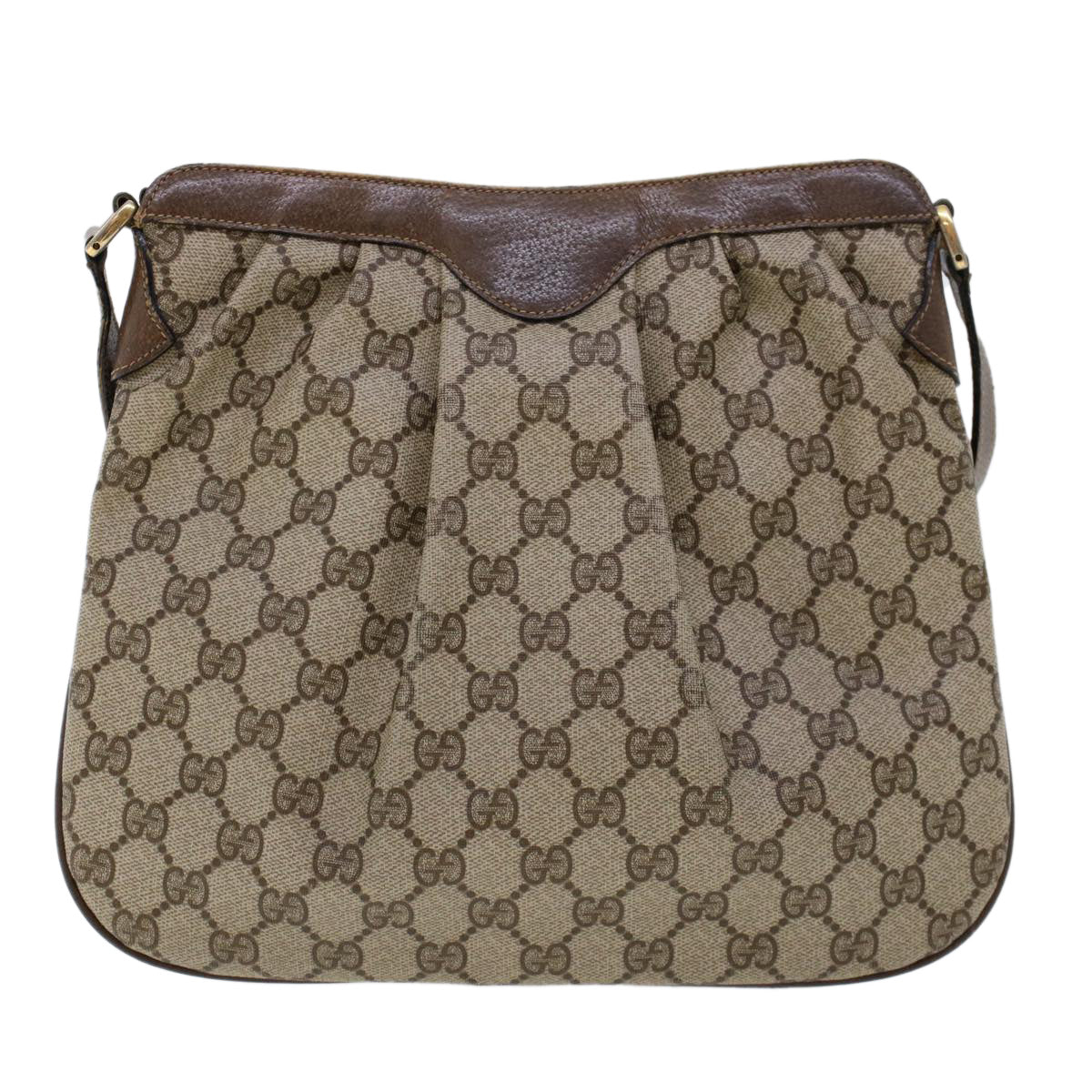 GUCCI GG Canvas Shoulder Bag PVC Leather Beige yk7340