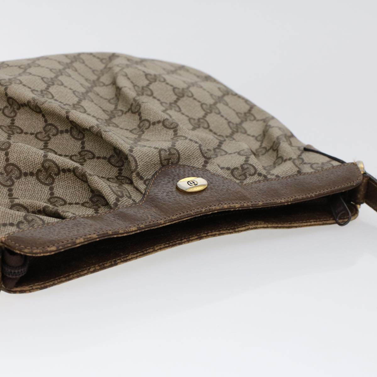 GUCCI GG Canvas Shoulder Bag PVC Leather Beige yk7340