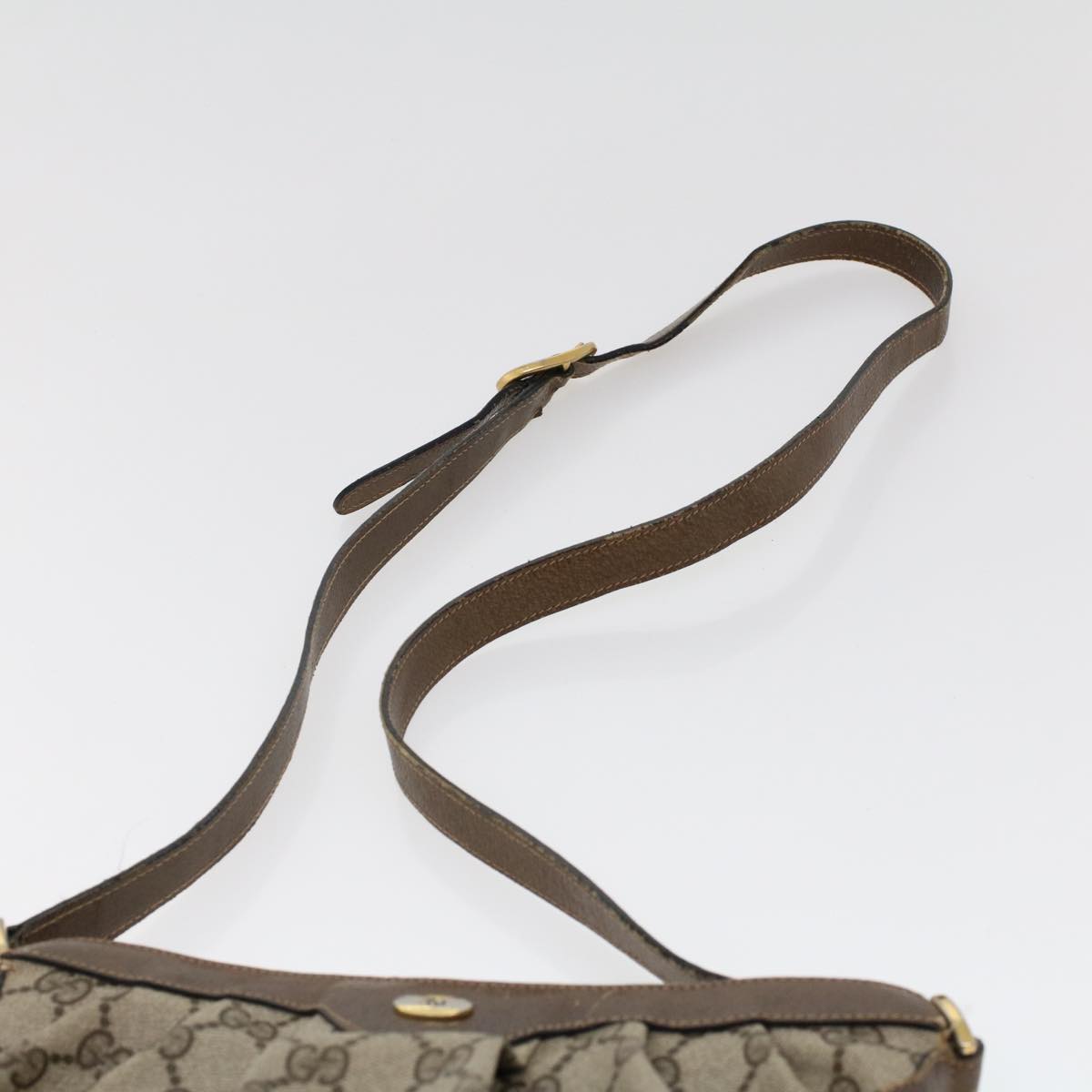 GUCCI GG Canvas Shoulder Bag PVC Leather Beige yk7340