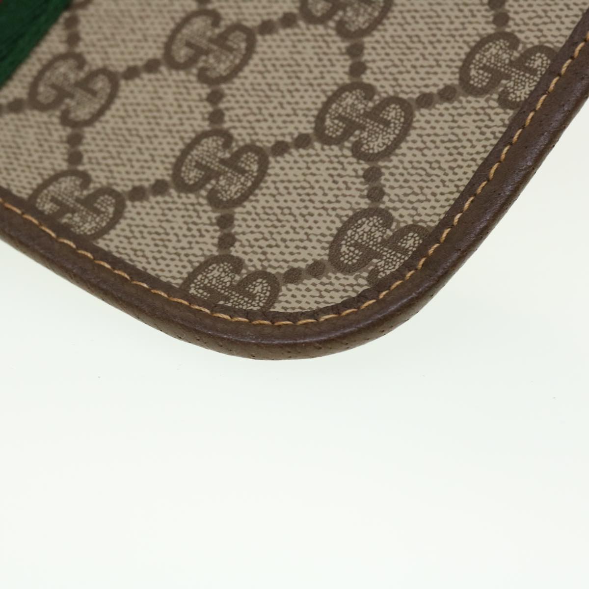 GUCCI GG Canvas Web Sherry Line Pouch PVC Leather Beige Red Green yk7352